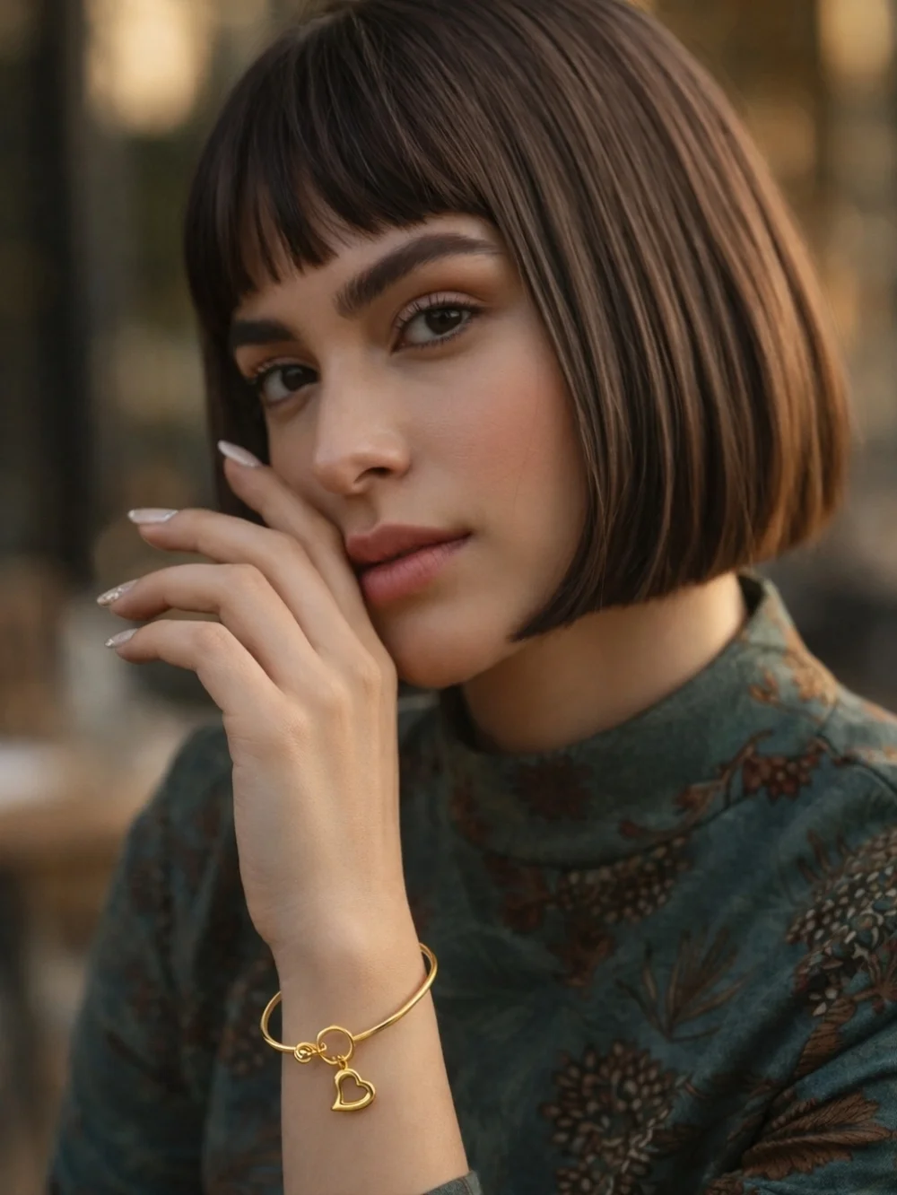 Hollow Heart Charm Bangle Dainty Bracelet 18K Gold Plated 316L Stainless Steel - Picture 3 of 11